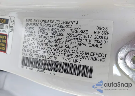 2023 Acura Rdx A-Spec Package из США, поврежденный, VIN 5J8TC2H61PL022916